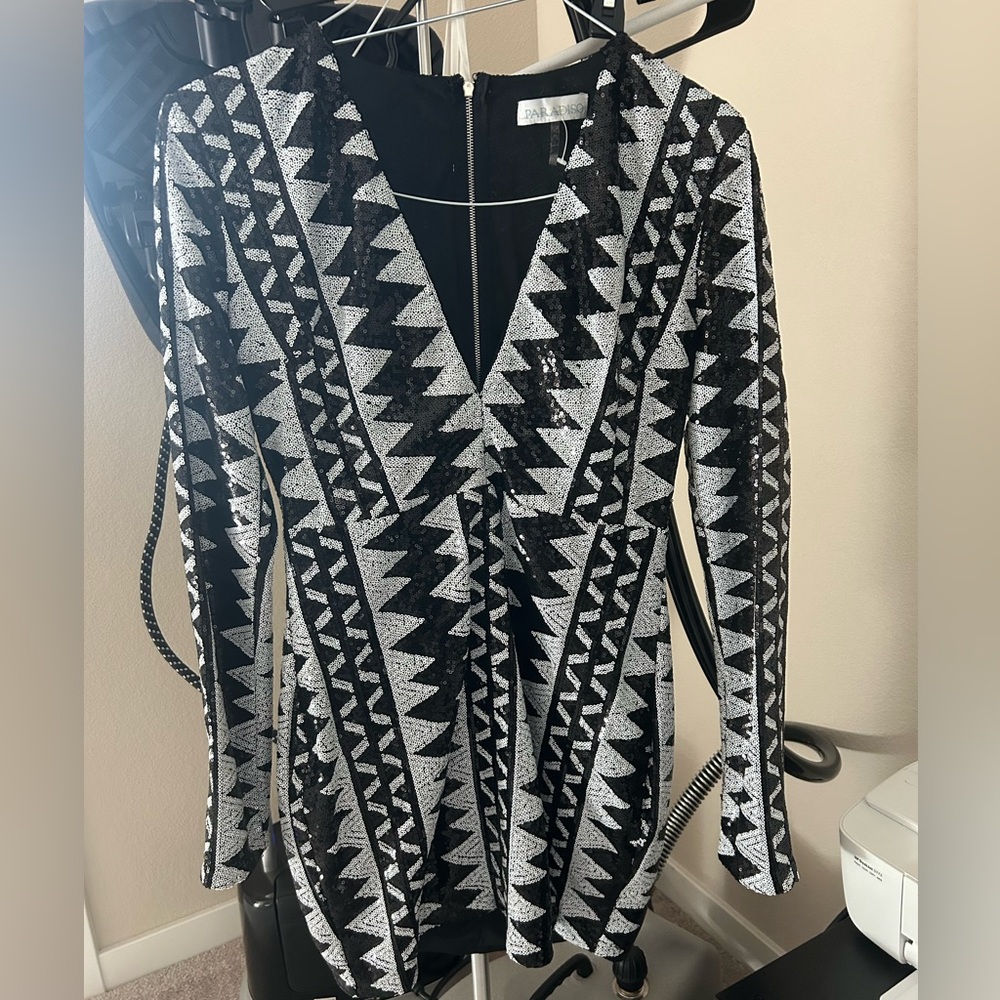 Sequin black and white dress
